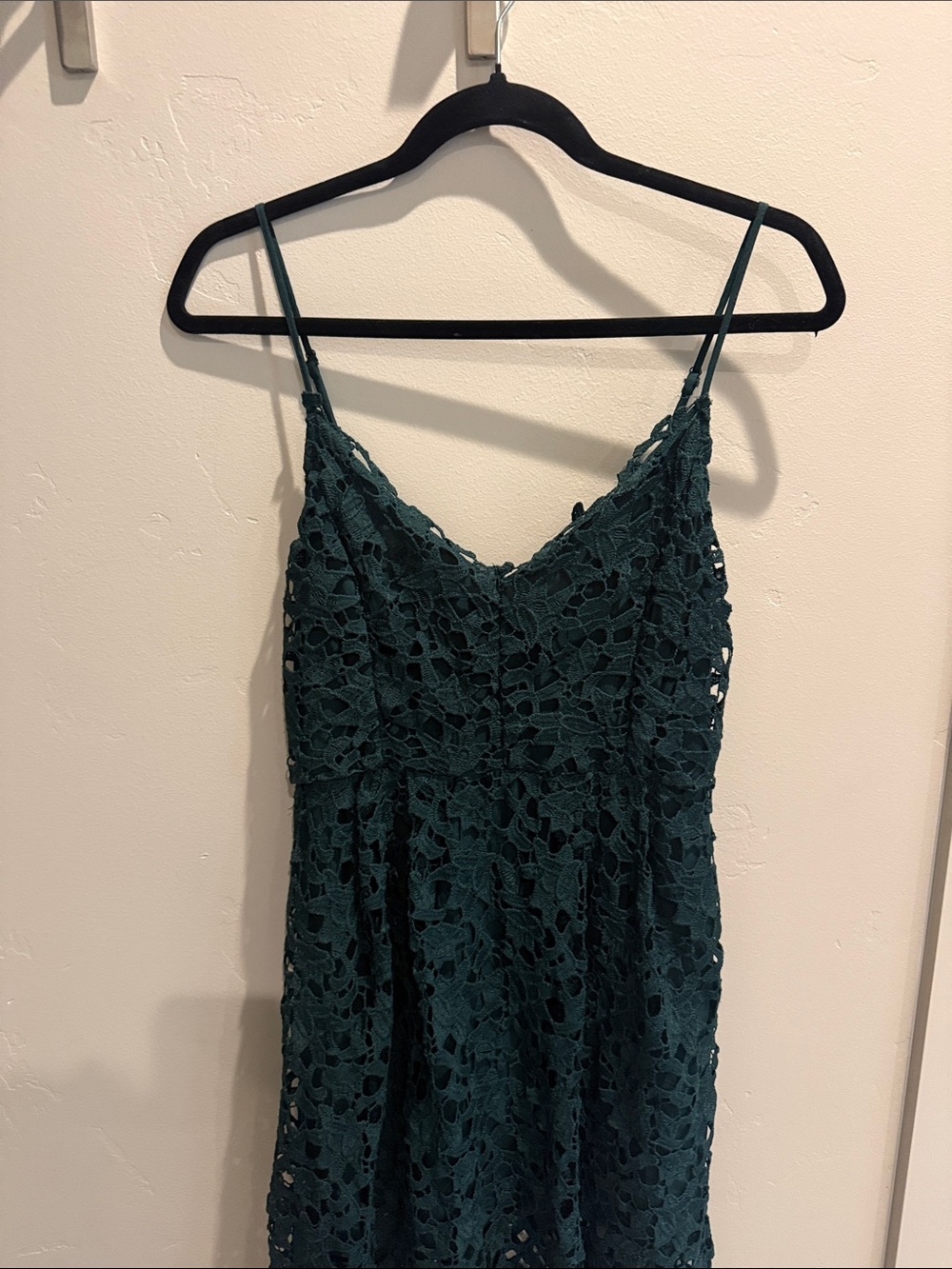 Astr Deep Teal Lace Midi Dress